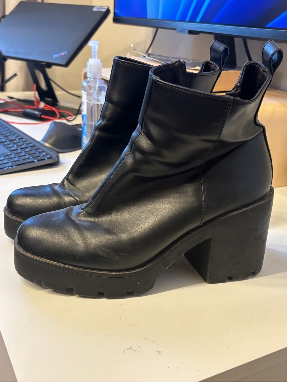 Divided Black Chunky Platform Chelsea Boots